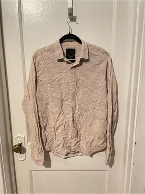 Brooklyn Calling Men's Cream Geo-Print Button-Down Shirt